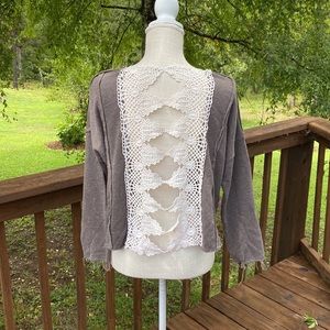 Free people shag lace back long sleeve top